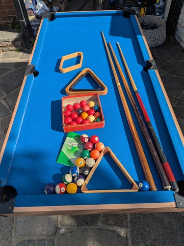 Pool table with balls - pool, cues